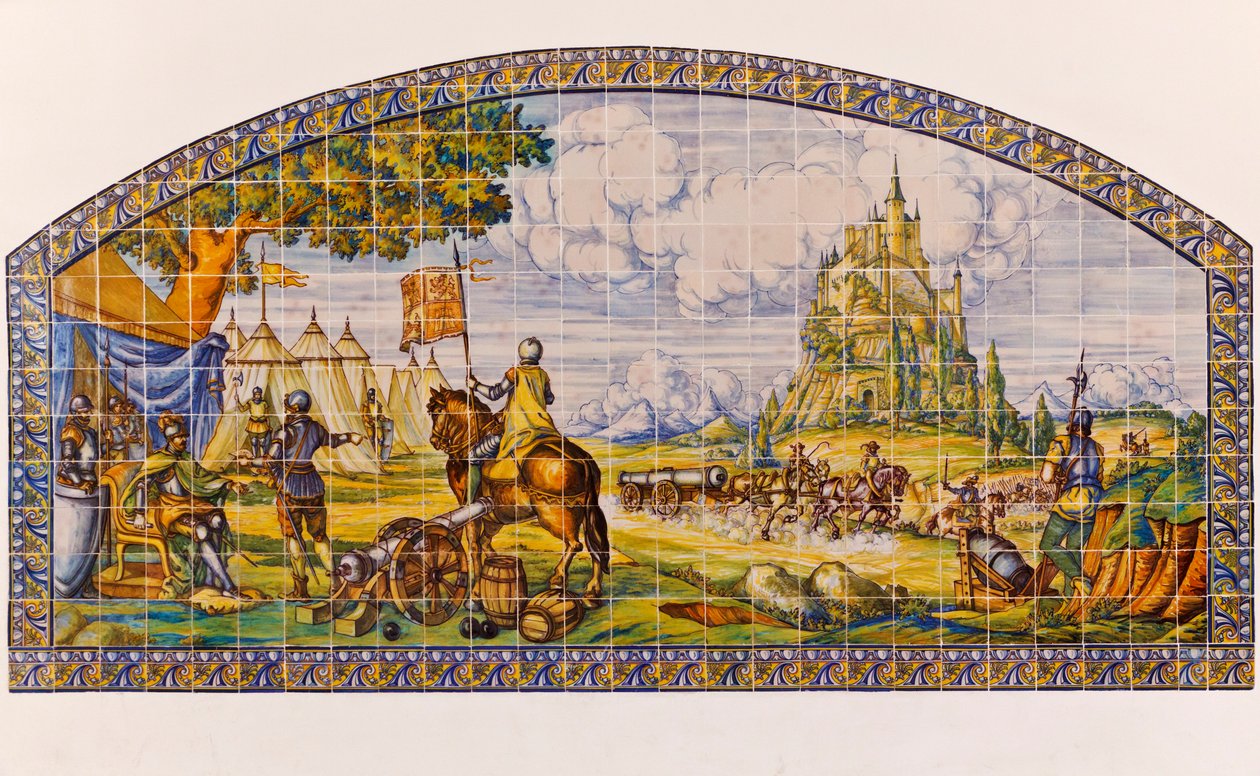 Segovia, província de Segovia, Espanha. Pintura moderna da telha cerâmica de Segovia na altura da revolta dos Comuneros 1520-1521. de Unknown