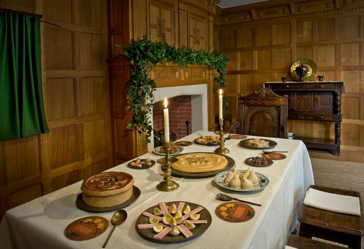 O salão 1630 no Museu Geffrye decorado para o Natal de Unknown