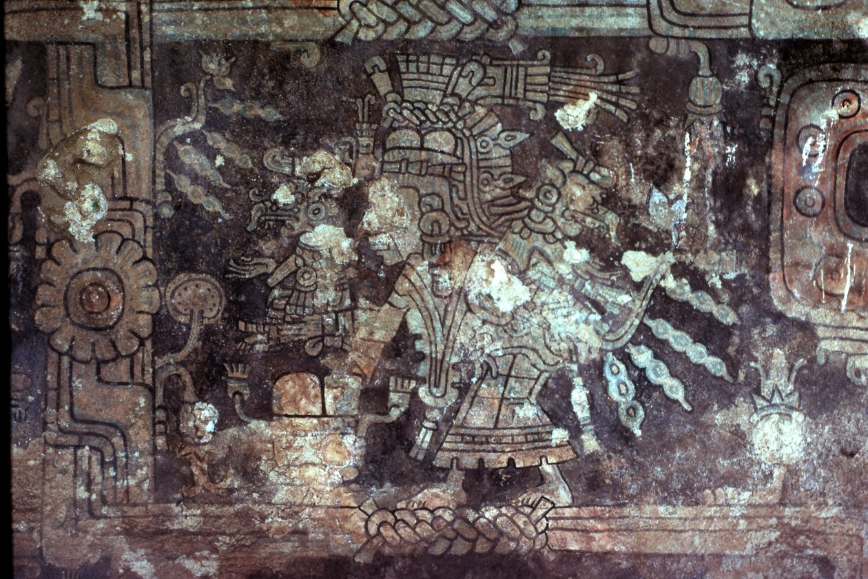 A, deusa, Ixchel, interior, de, a, templo, de, a, frescoes, maya, tarde, pós-classic, período, tulum, península yucatan, méxico de Unknown