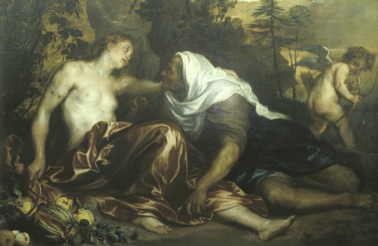 Vertunno e Pumona pintura, Van Dick obra de arte, Palazzo Bianco, Gênova, Ligury, Itália de Unknown