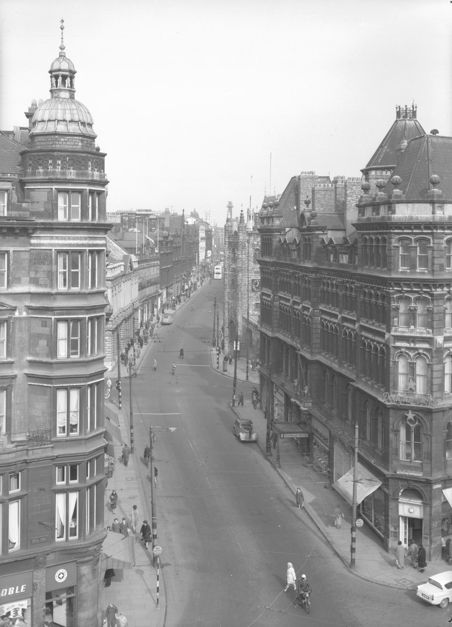 Vista ao longo da rua de Grainger, Newcastle upon Tyne, em março de 1963 (foto do bw) de Unbekannt Unbekannt