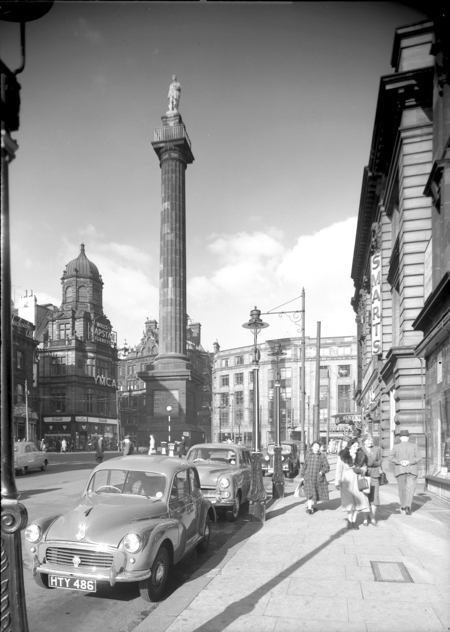 Vista, ao longo, rua cinzenta, direção, monumento cinzas, newcastle upon tyne, outubro, 1955, (bw, photo) de Unbekannt Unbekannt