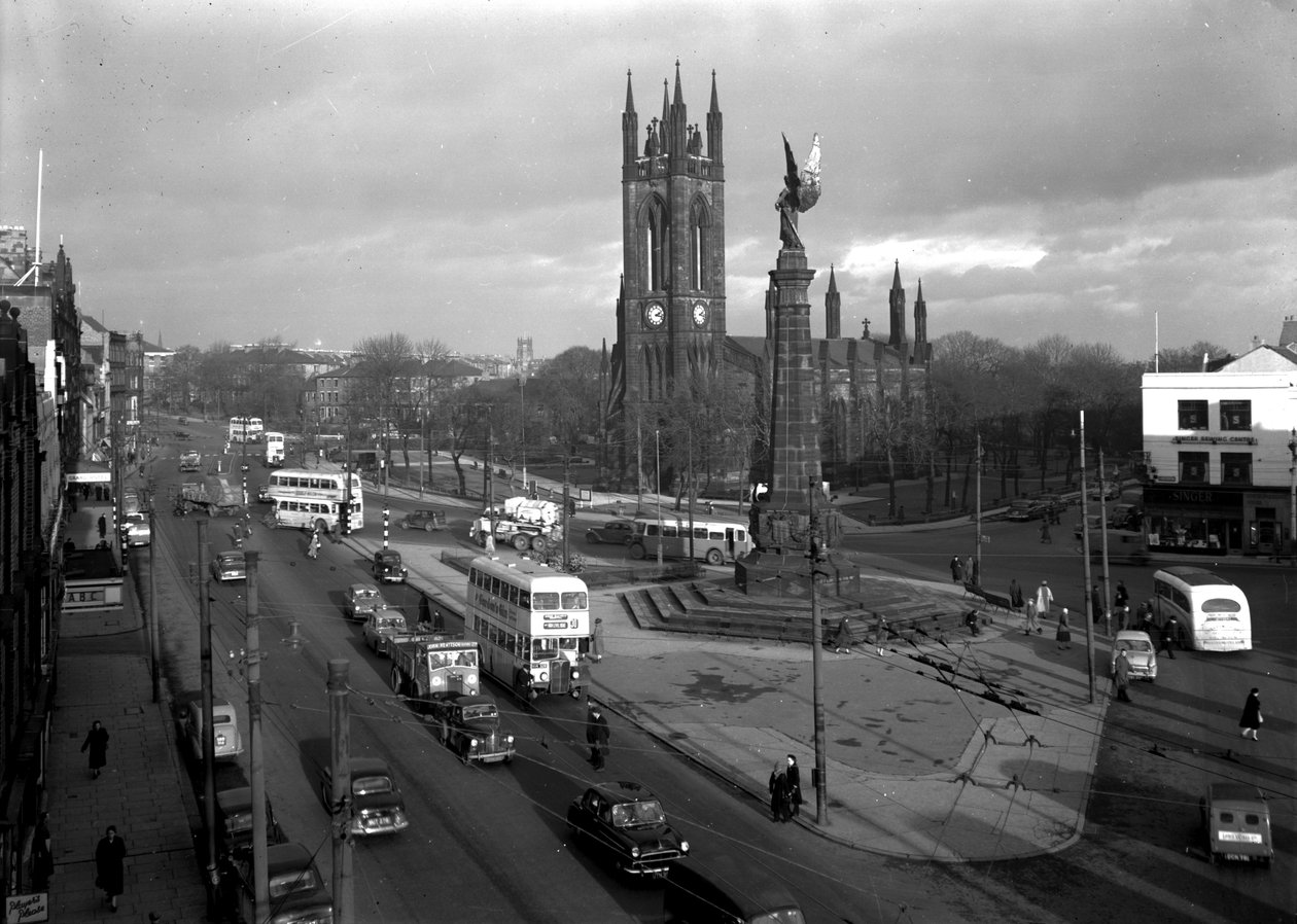 Vista, de, Haymarket, e, st thomas, igreja, newcastle upon tyne, janeiro, 1956, (bw, photo) de Unbekannt Unbekannt