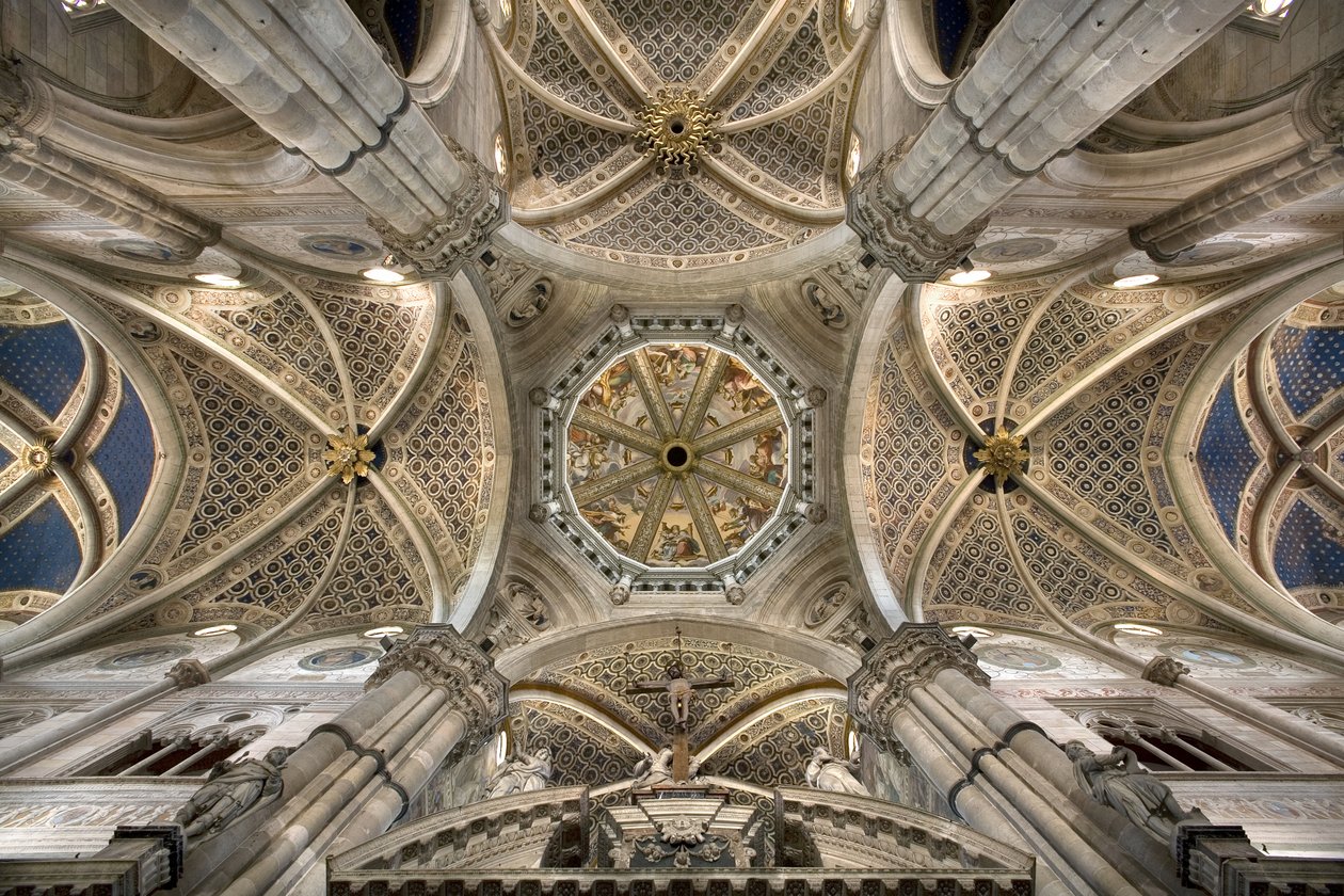 Vista, de, a, cúpula, e, cofres, em, a, transept, di, Pavia, Lombardy, itália de Unknown