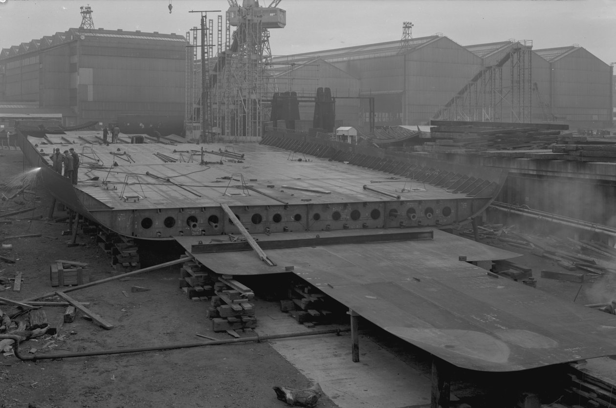 Vista do fundo duplo de Nicola, o primeiro SD14, no estaleiro Southwick, em Sunderland, 16 de outubro de 1967 (foto bw) de Unbekannt Unbekannt