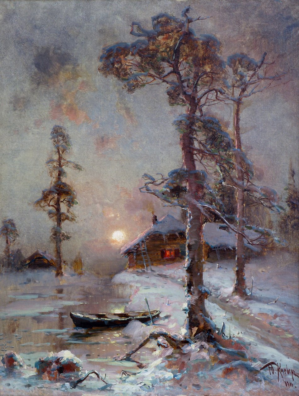 Pôr do sol de inverno. Trevo de Yu.Y. de Юлий Юльевич Клевер