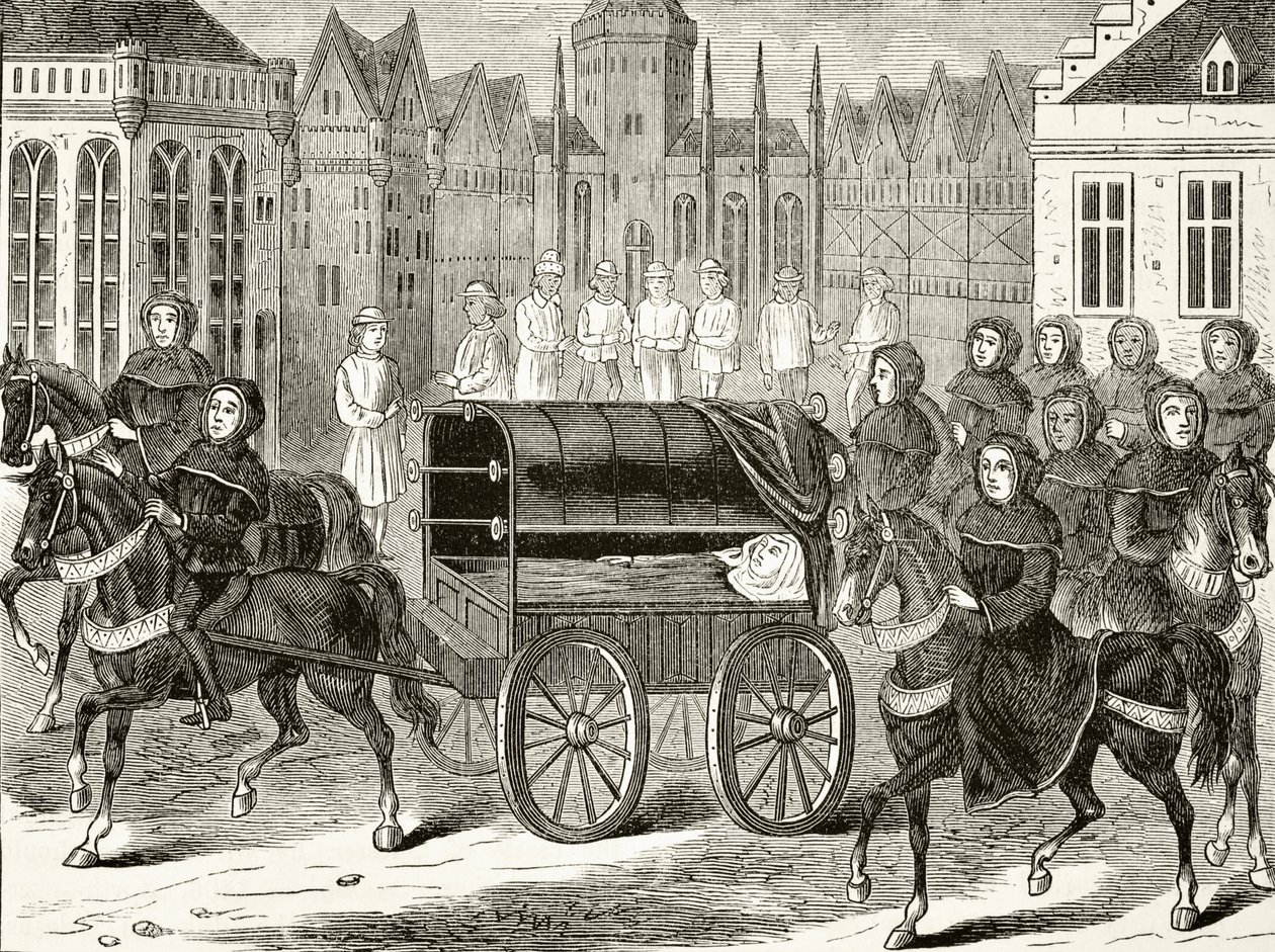 Procissão fúnebre do rei Ricardo II da Inglaterra em 1400, de "A História Nacional e Nacional da Inglaterra" por William Hickman Smith Aubrey (1858-1916) publicou Londres, c.1890 de English School