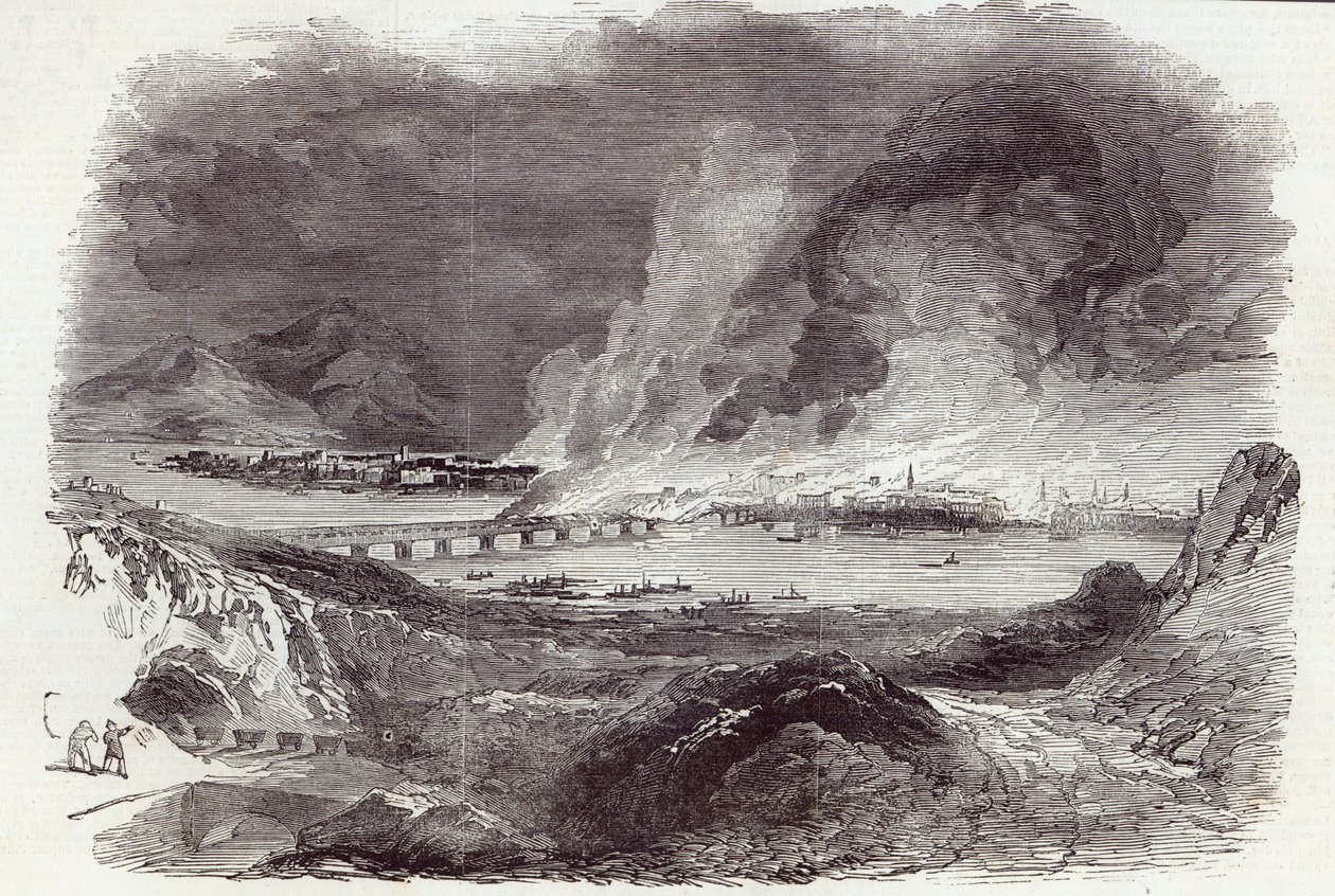 Grande incêndio em Pittsburgh, de The Illustrated London News, 17 de maio de 1845 (gravura) de English School