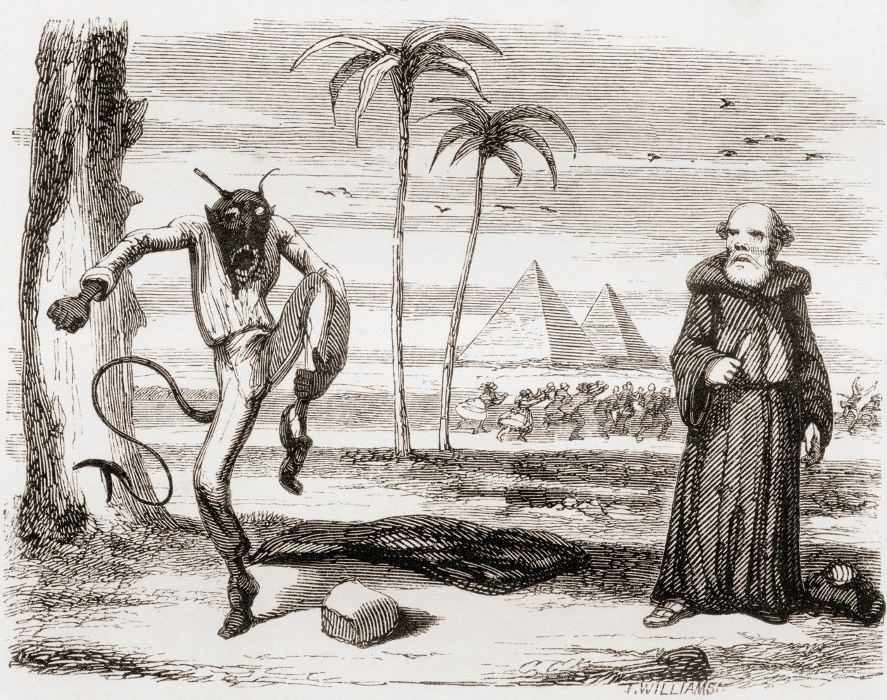 &39;Como ele pulou, pulou, berrou e rugiu&39;, ilustração depois de George Cruikshank para o poema &39;The Lay de St. Medard&39;, de &39;The Ingoldsby Legends ou Mirth and Marvels&39;, de Thomas Ingoldsby, publicado em de English School