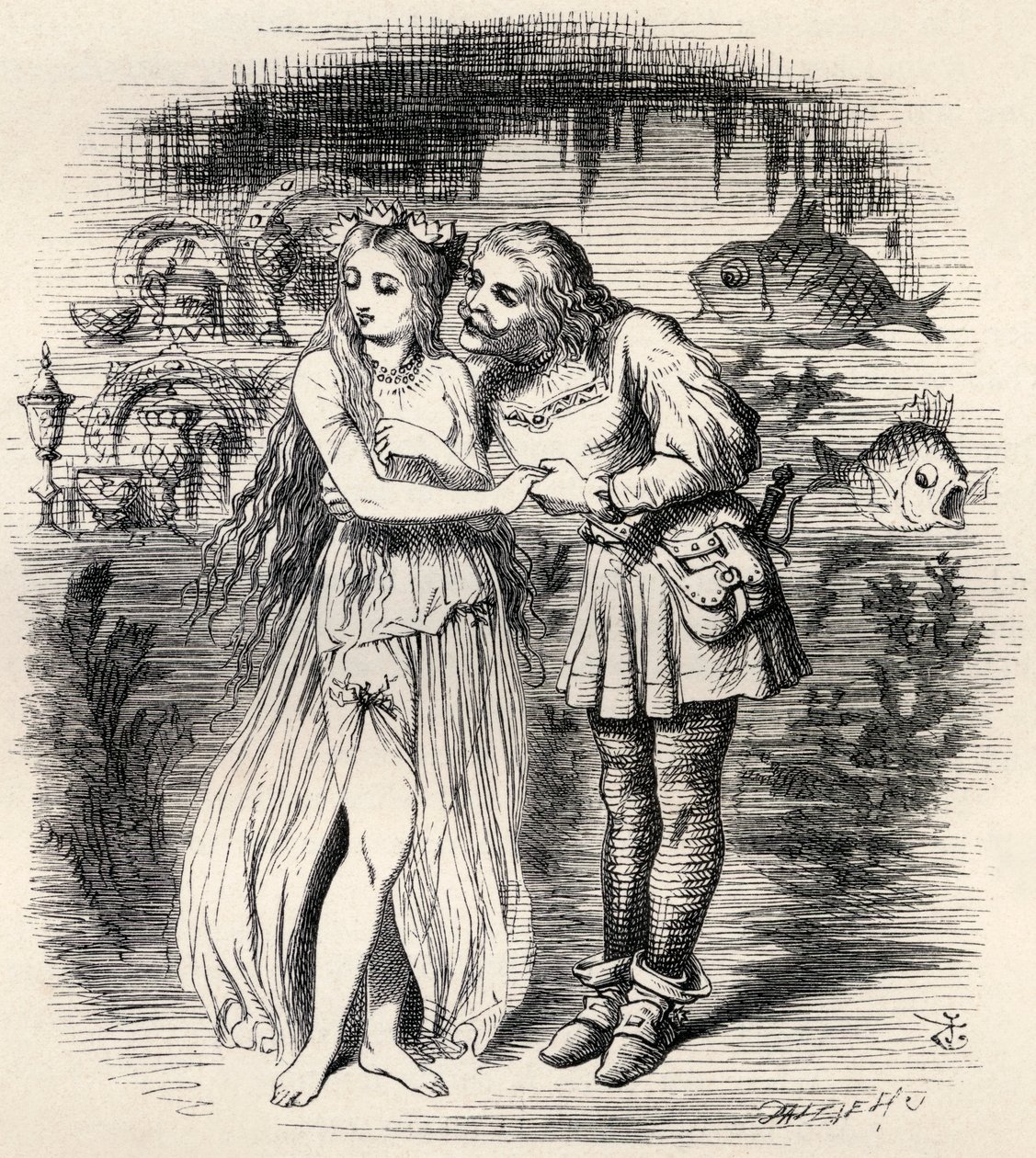 Ilustração depois de J. Tenniel para o poema "Sir Rupert, o Sem Medo", uma lenda da Alemanha, de "The Ingoldsby Legends ou Mirth and Marvels", de Thomas Ingoldsby, publicado em 1865 de English School