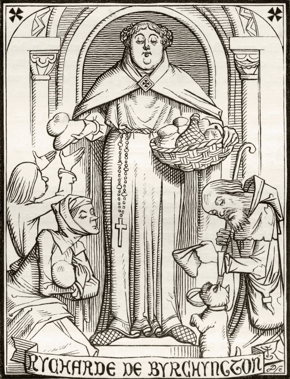 Rycharde de Byrchyngton, ilustração para o poema "Brothers of Birchington" em homenagem a J. Tenniel, de "The Ingoldsby Legends ou Mirth and Marvels", de Thomas Ingoldsby, publicado em 1865 de English School