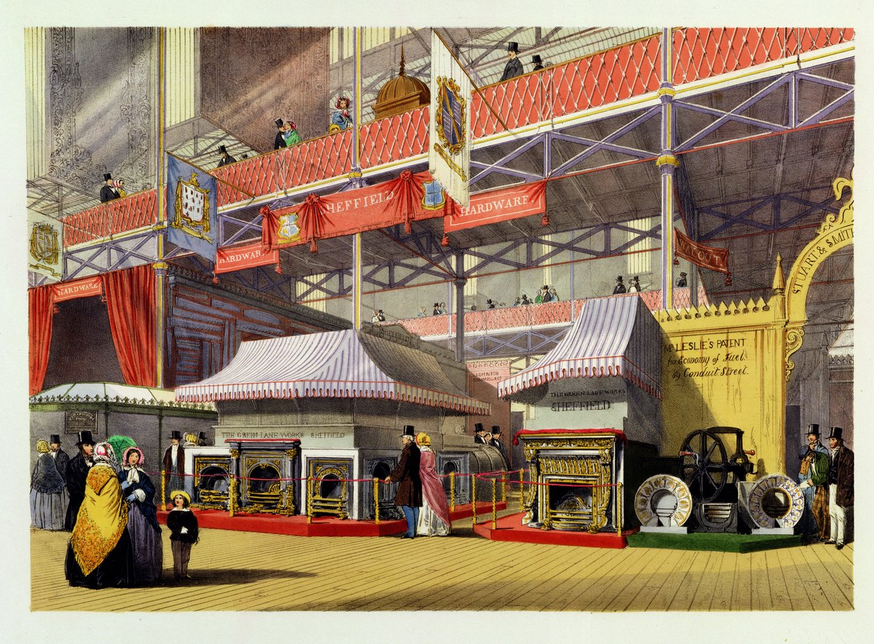 Sheffield Hardware, prato 43 de "Imagens abrangentes de Dickinsons da Grande Exposição de 1851 ...", publicado por Dickinson Brothers, 1854 (litho colorido à mão) (ver 132852) de English School