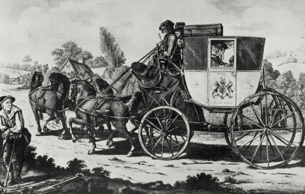 O primeiro treinador de correio, 1784 (gravura) (foto bundw) de English School