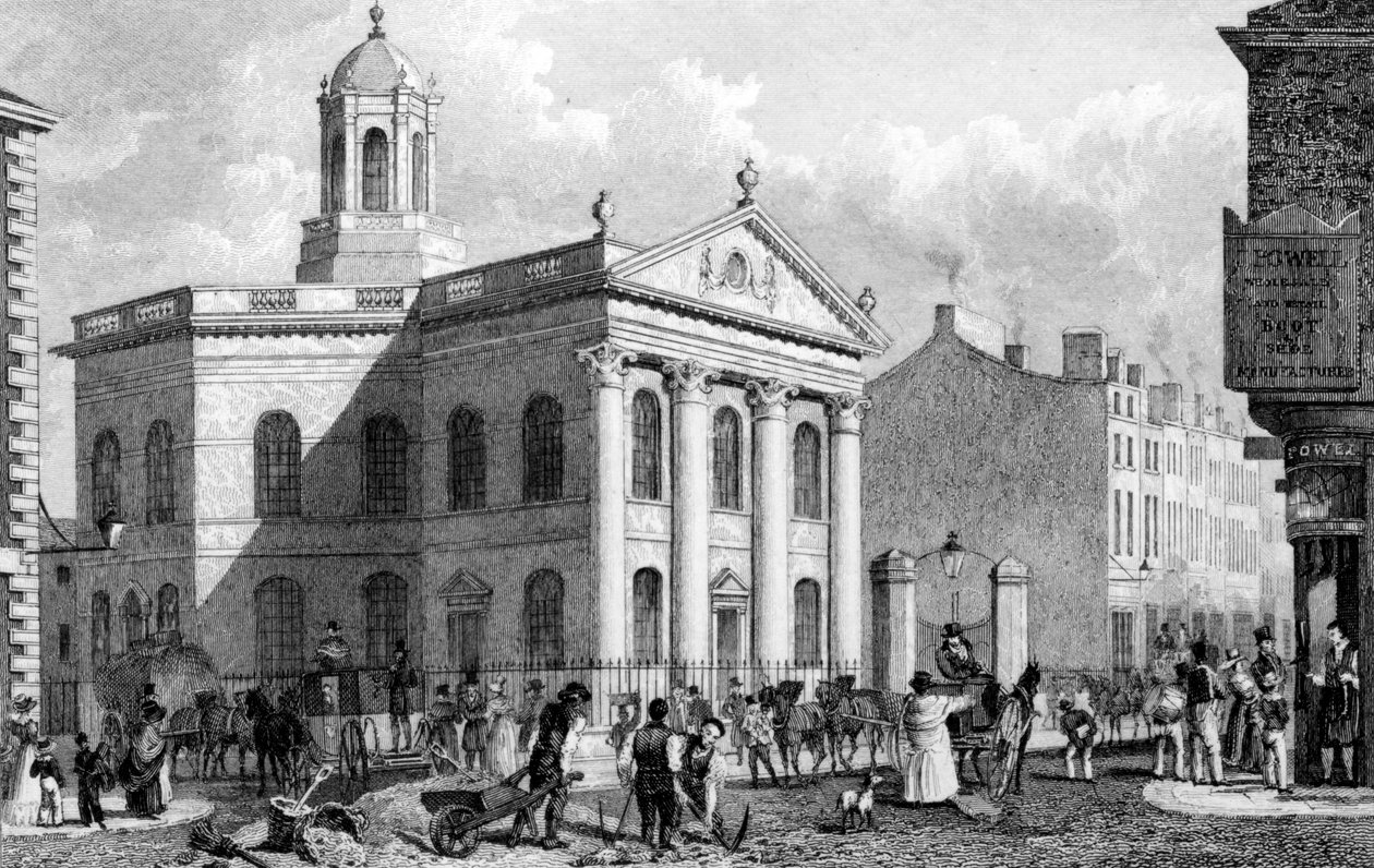 Capela unitária, rua do paraíso, Liverpool, gravada por J. Smith (gravura) de English School