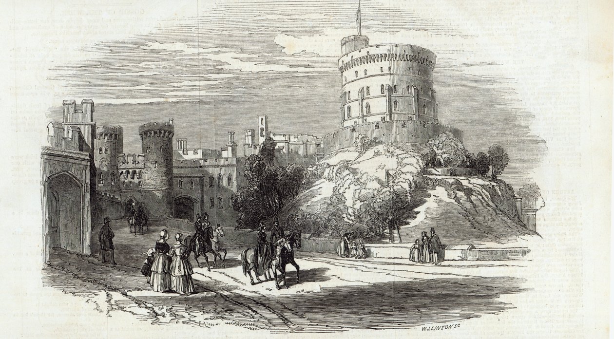 Castelo de Windsor - a Torre Redonda, de The Illustrated London News, 26 de setembro de 1846 (gravura) de English School