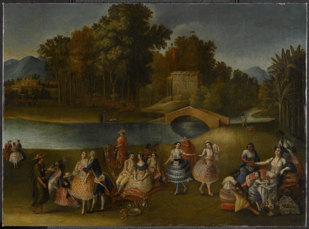 Uma Companhia Feliz nas margens do Rio Rímac, 1785-1800 de Lima School