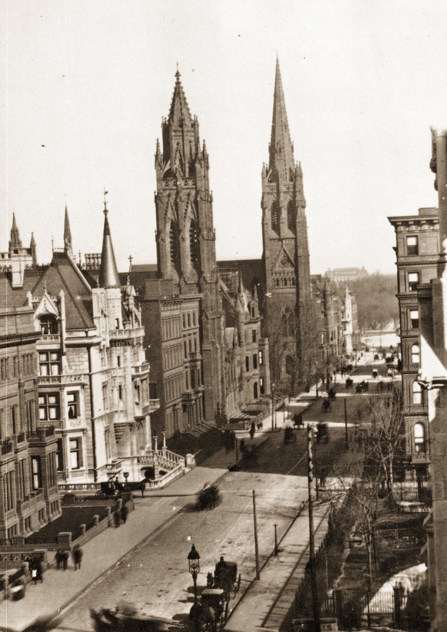 Mansões e Igrejas na 5ª Avenida, abaixo do Central Park, em Nova York, c.1884 de American Photographer