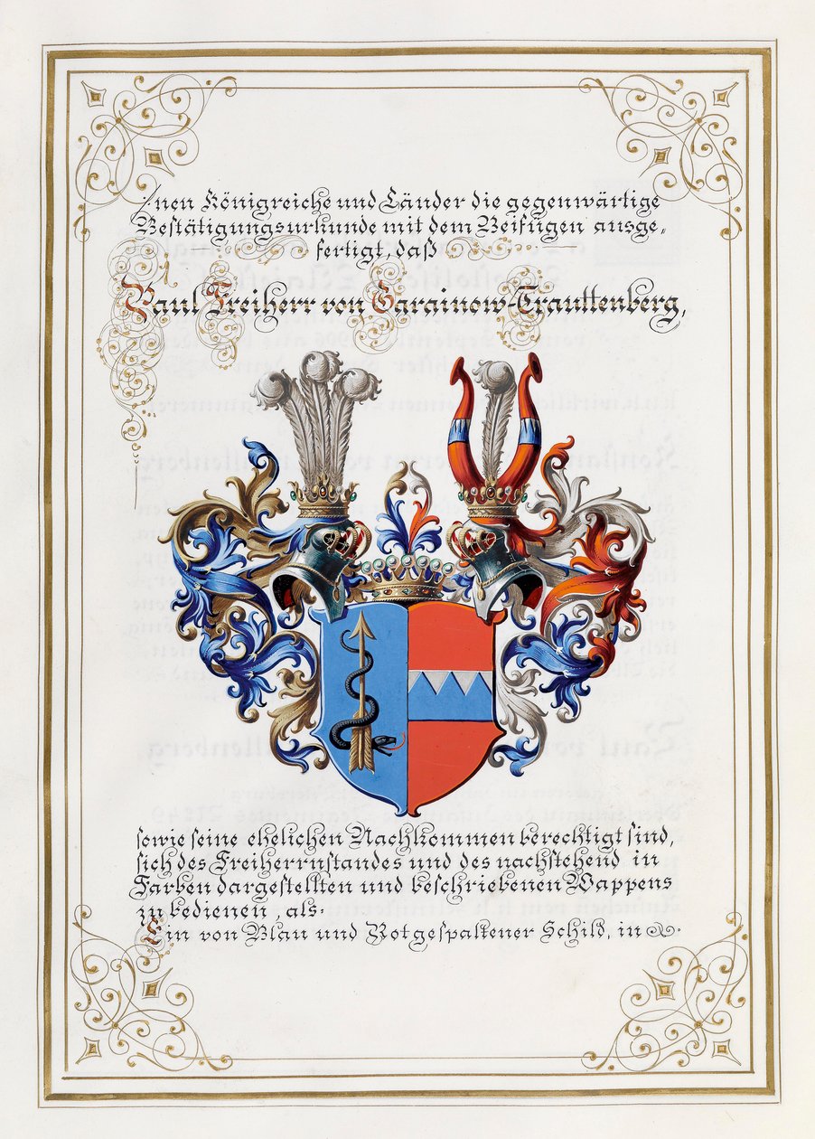 Brasão de armas Trauttenberg, de um diploma de nobreza de Anonymous