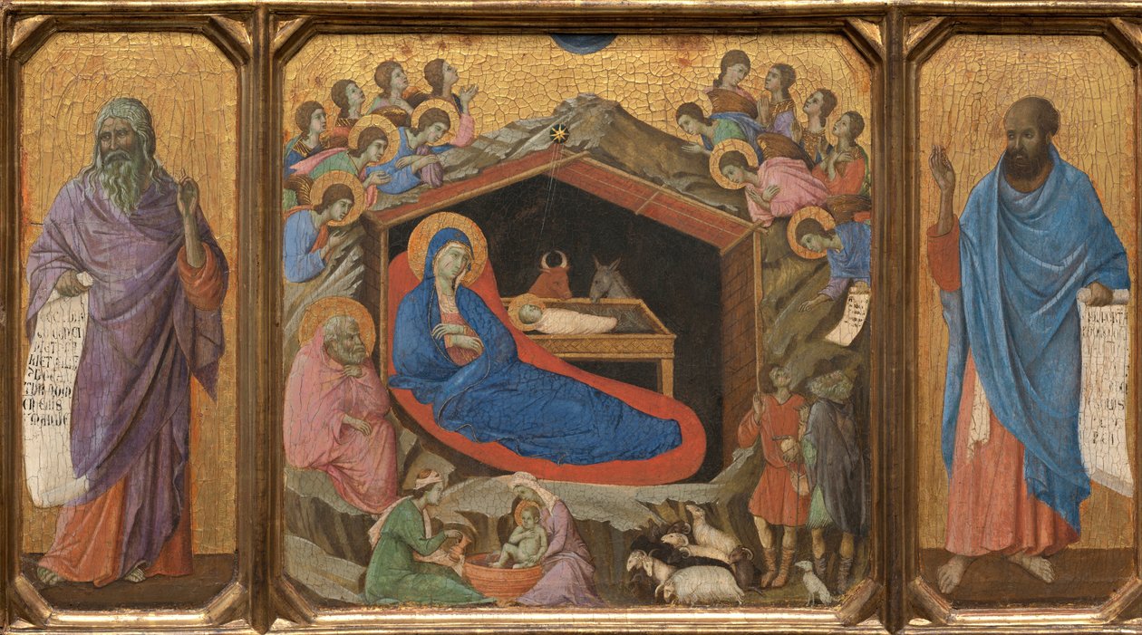A Natividade com os Profetas Isaías e Ezequiel de Duccio di Buoninsegna