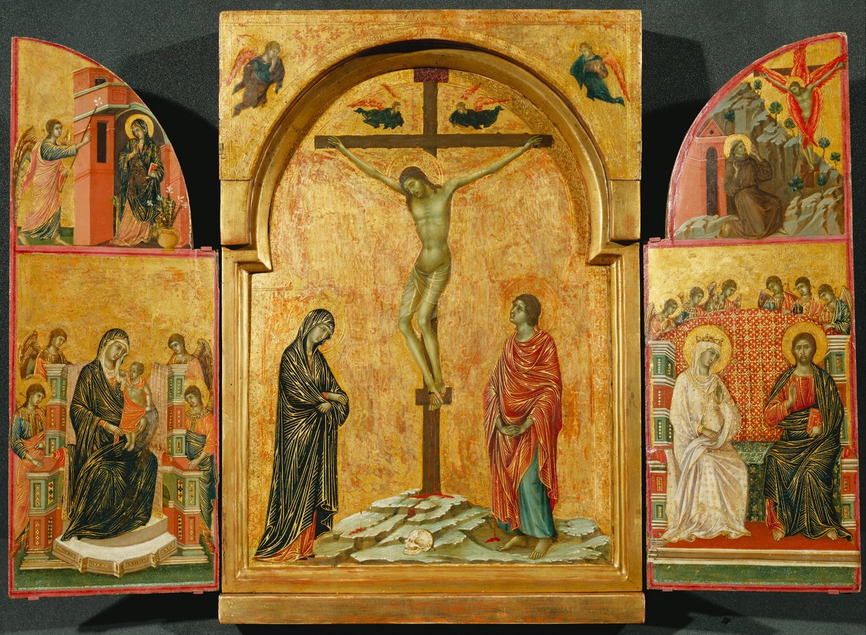 Tríptico - Crucificação e outras cenas de Duccio di Buoninsegna