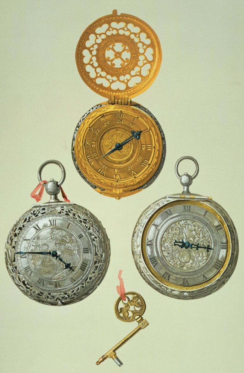 Relógios de Bolso, placa XXIX da Casa Real de Stuart por William Gibb, publicado em 1890 de English School