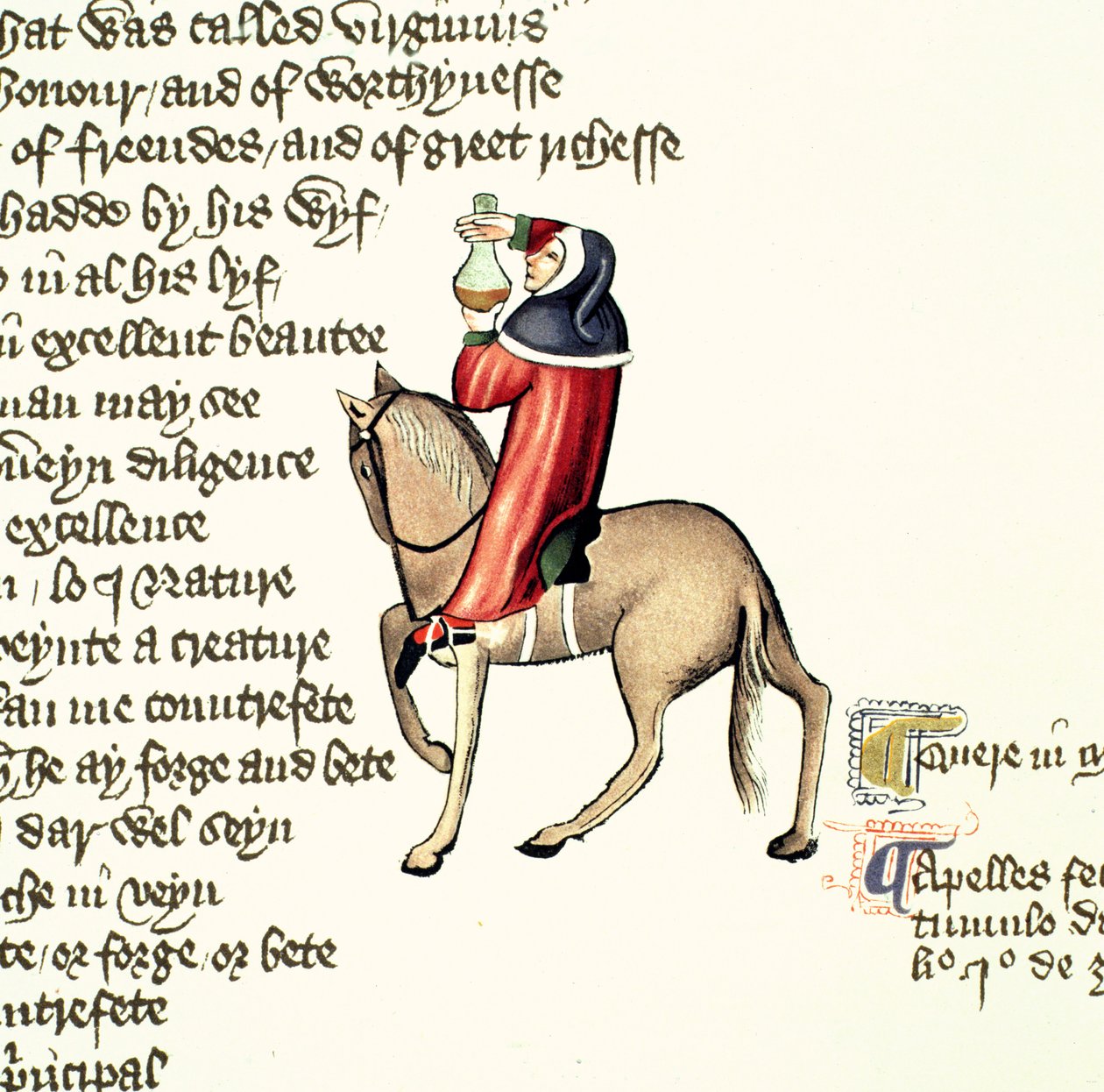 The Physician, detalhe de The Canterbury Tales, por Geoffrey Chaucer (c.1342-1400) Ellesmere Manuscrito, edição fac-símile, 1911 (para detalhes originais ver 128926) de English School