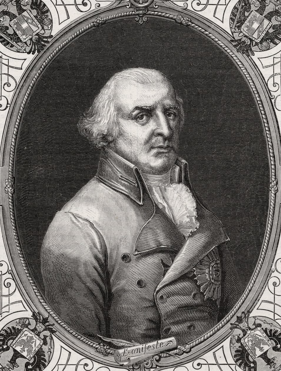 Karl Wilhelm Ferdinand, Duque de Brunswick-Luneberg, gravado por Stephane Pannemaker (1847-1930) depois de Rambert, de "História da Revolução Francesa" por Louis Blanc (1811-82) de French School