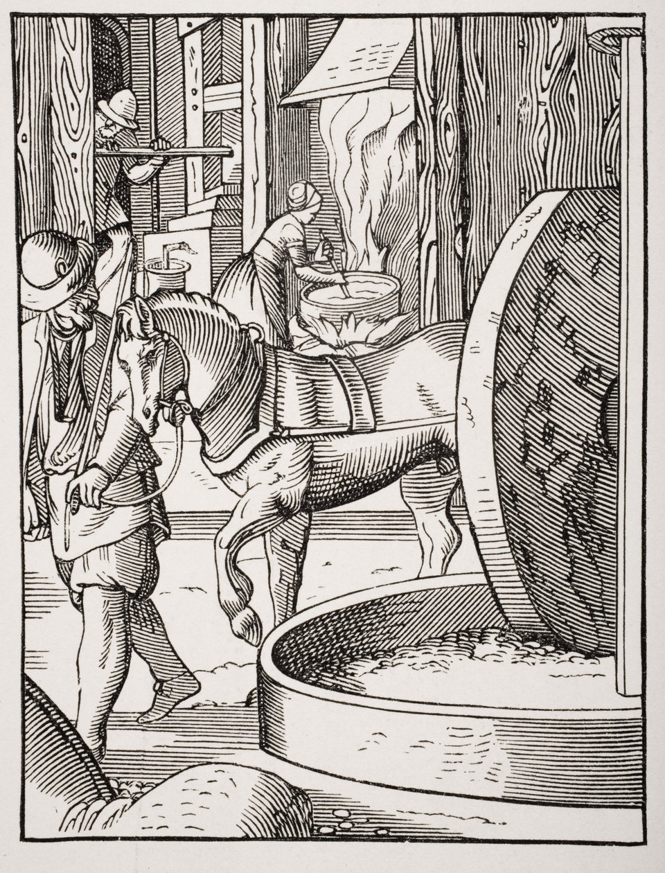 Fabricação de petróleo, depois de uma ilustração do século XVI desenhada e gravada por Jost Amman (1539-91), de "Le Moyen Age et La Renaissance", de Paul Lacroix (1806-84), publicada em 1847 de French School