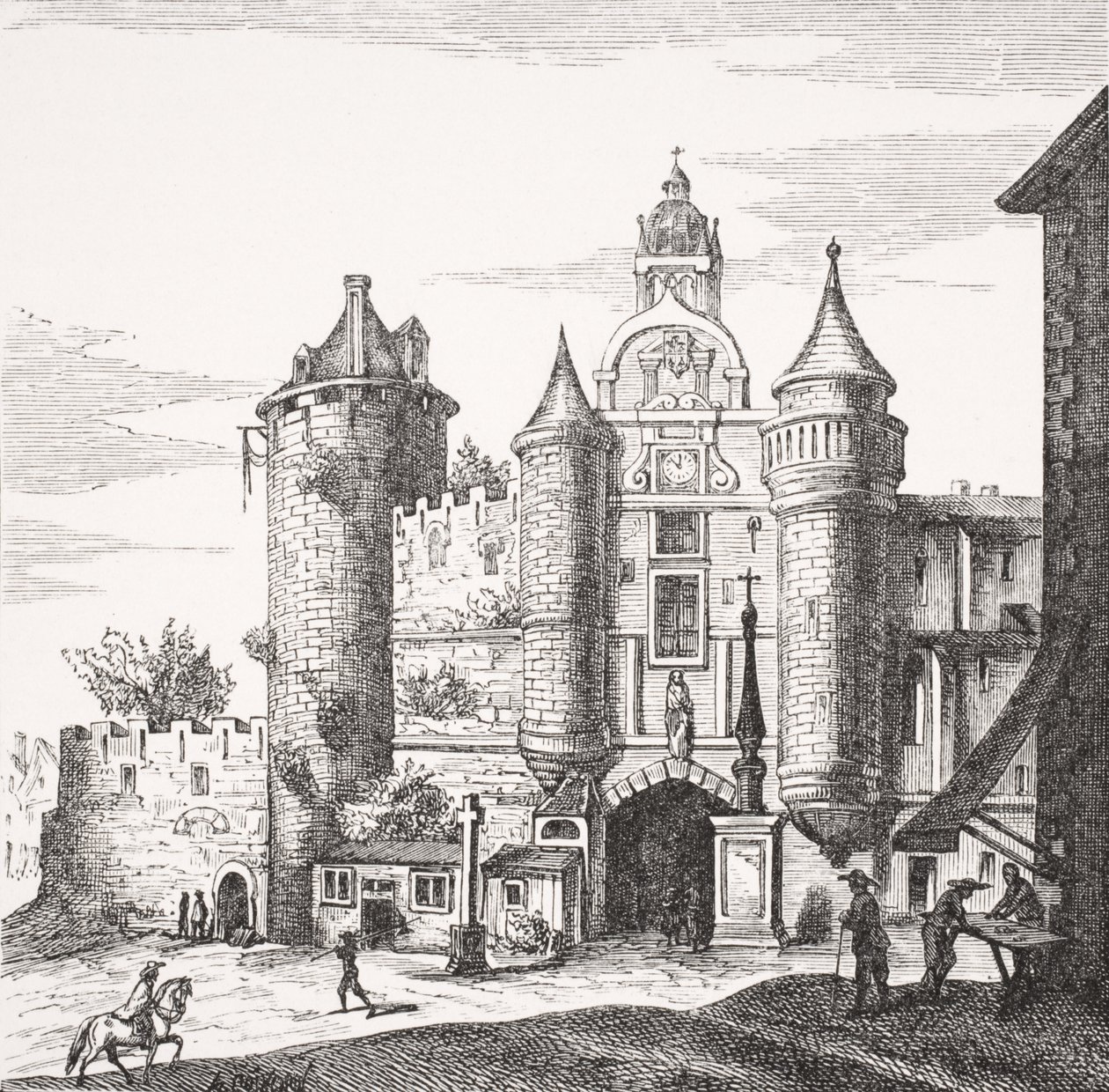 A Grande Chatelet de Paris, depois de uma gravura em cobre de Merian em &39;Zellers Topographia Galliae&39;, de &39;Le Moyen Age et la Renaissance&39;, de Paul Lacroix (1806-84), publicada em 1847 de French School