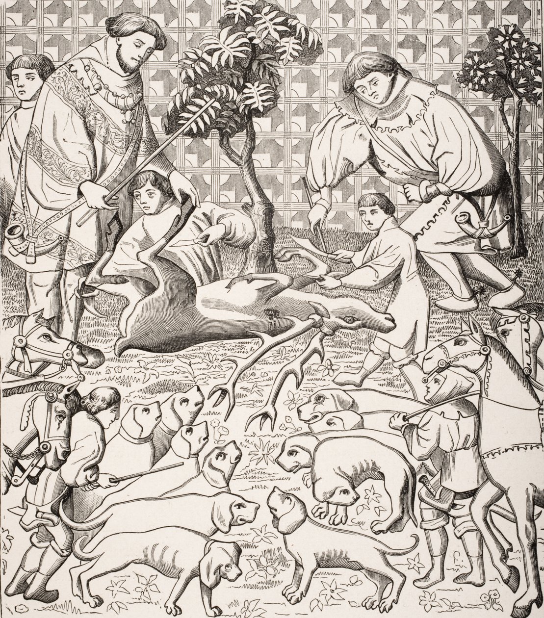 O Caminho para a pele e cortar um veado, depois de um século 15 em &39;Des Deduits de la Chasse des Bestes Sauvages&39; por Gaston Phoebus, de &39;Le Moyen idade et La Renaissance&39; por Paul Lacroix (1806-84) publicado 1 de French School