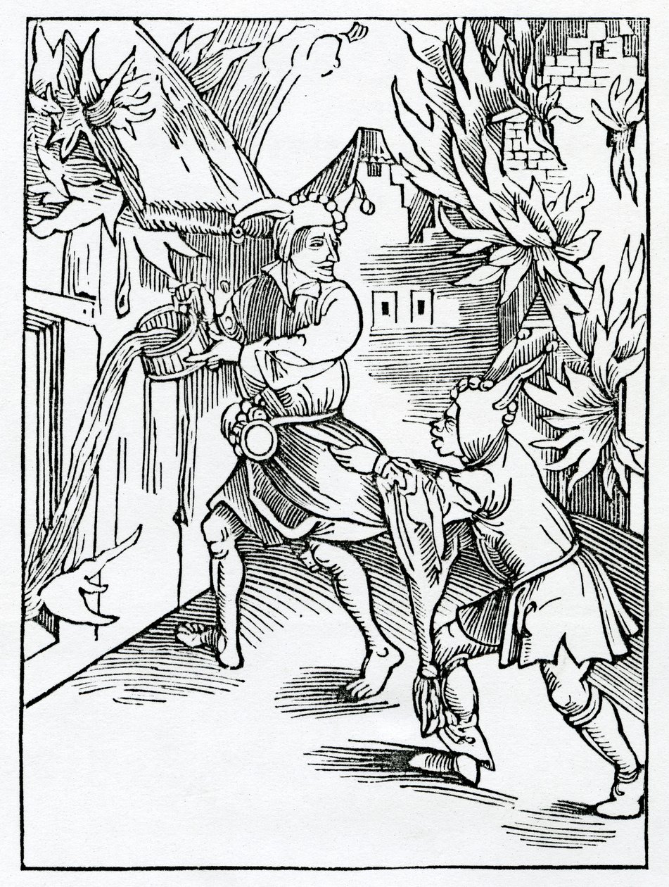 De pessoas que os esquecem e fazem outro manny besynes leuynge theyr owne desfeito, ilustração da tradução inglesa de Alexander Barclay de &39;The Ship of Fools&39;, de uma edição publicada em de German School
