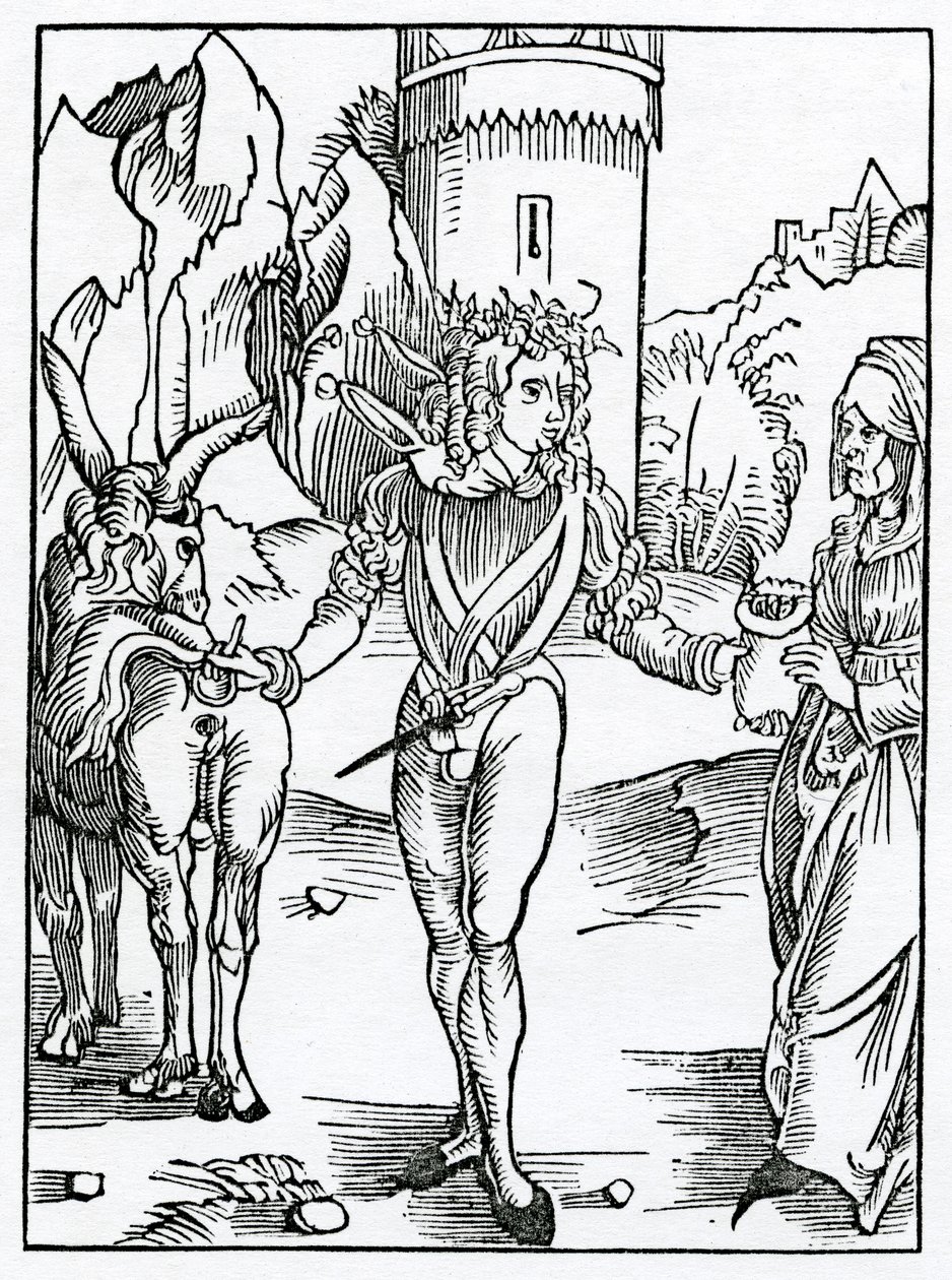 De folks de yonge que levam os olheiros para os seus wyues, por heróis, ilustração da tradução inglesa de Alexander Barclay de &39;The Ship of Fools&39;, de uma edição publicada em 1874 de German School