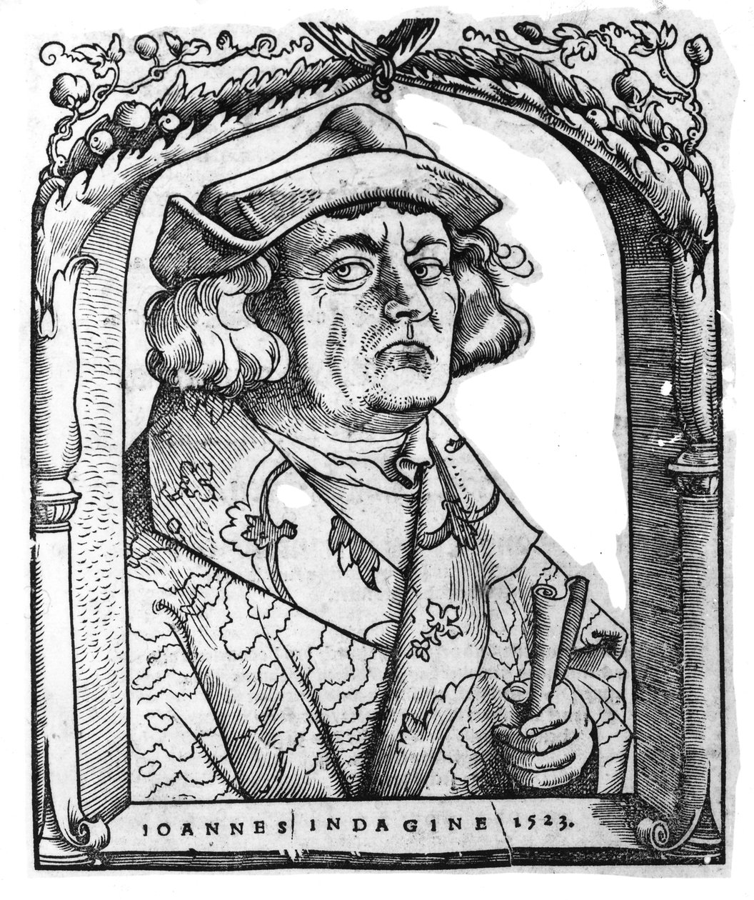 Retrato de John of Indagine, em homenagem a Hans Baldung Grien, de "Chiromantia" de Ioannes ab Indagine, Strasburg 1531, ilustrado em "History of Magic", publicado no final do século XIX de German School