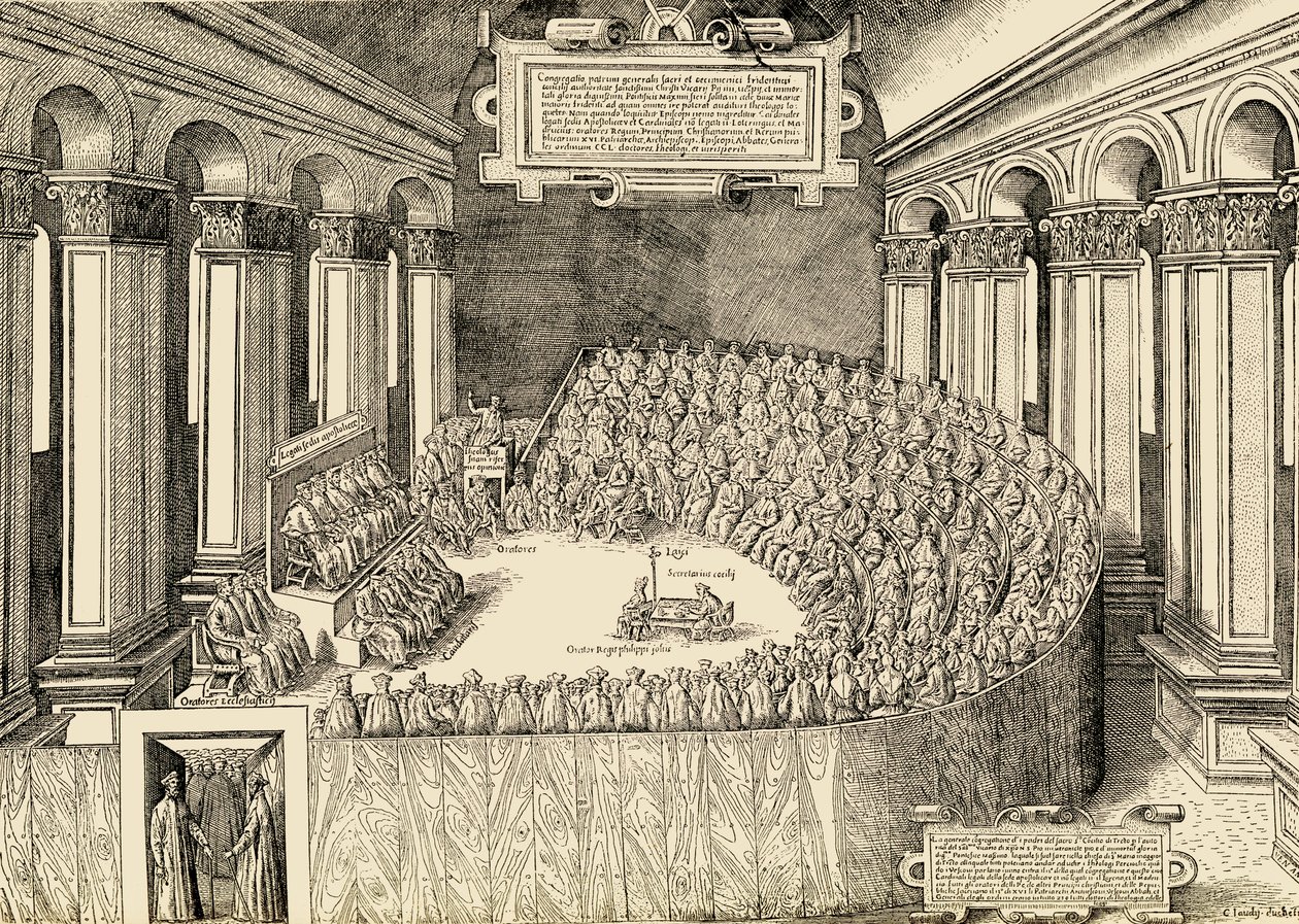 O Concílio de Trento (1545-63) (gravura) de Italian School