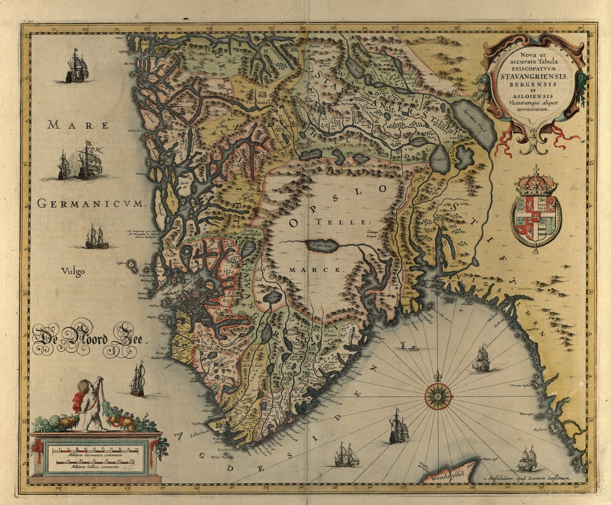 Um novo e preciso mapa Episcopatuum Stavangriensis, Bergensis de Jan og Jodocus Hondius Janssonius