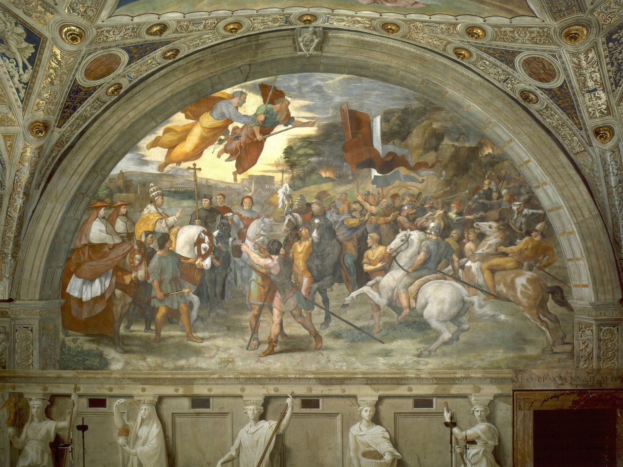 Encontro entre León Magno e Átila de Raffaello Sanzio Raphael