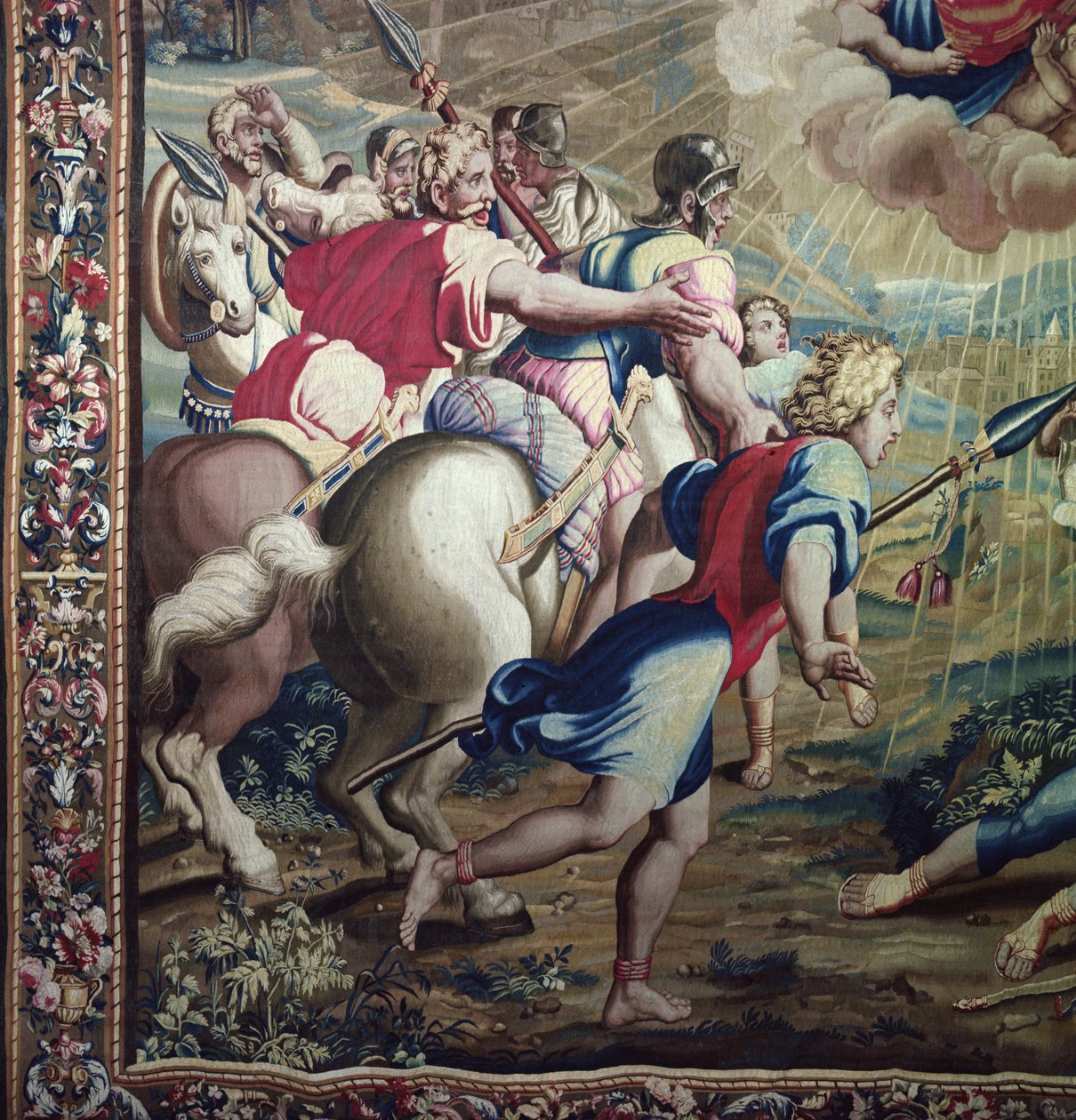 Tapeçaria representando os Atos dos Apóstolos, a Conversão São Paulo (detalhe dos companheiros de São Paulo), tecida na Oficina de Beauvais sob a direção de Philippe Behagle (1641-1705), 1695-98 de Raffaello Sanzio Raphael