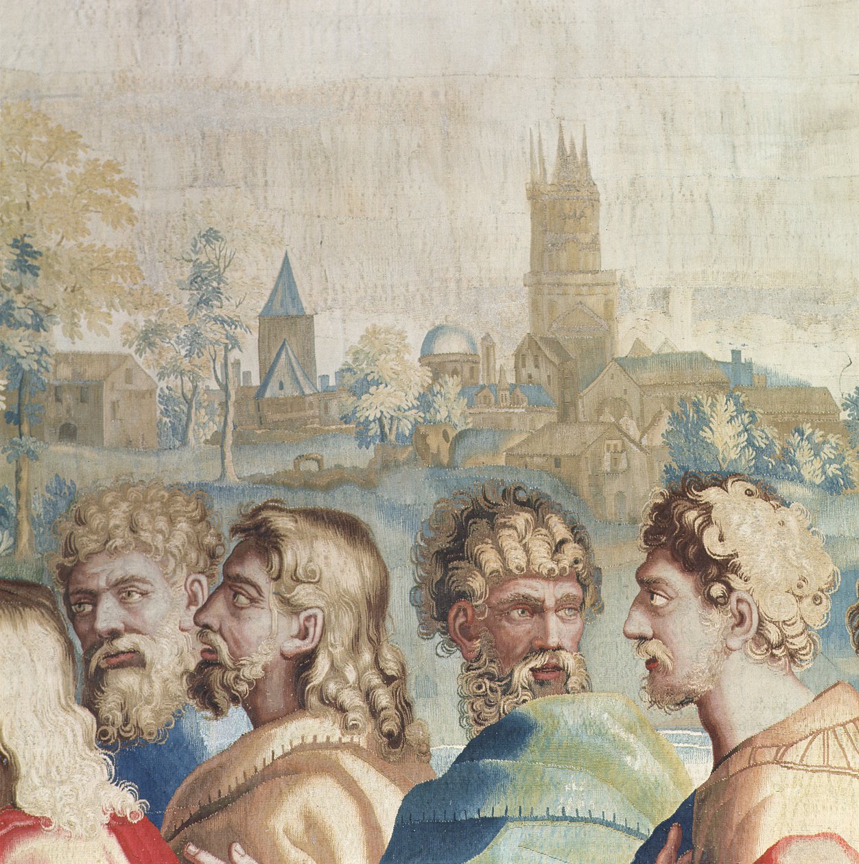Tapeçaria representando os Atos dos Apóstolos, o chamado de São Paulo (detalhe dos chefes dos apóstolos), tecido na Oficina de Beauvais sob a direção de Philippe Behagle (1641-1705), 1695-9 de Raffaello Sanzio Raphael