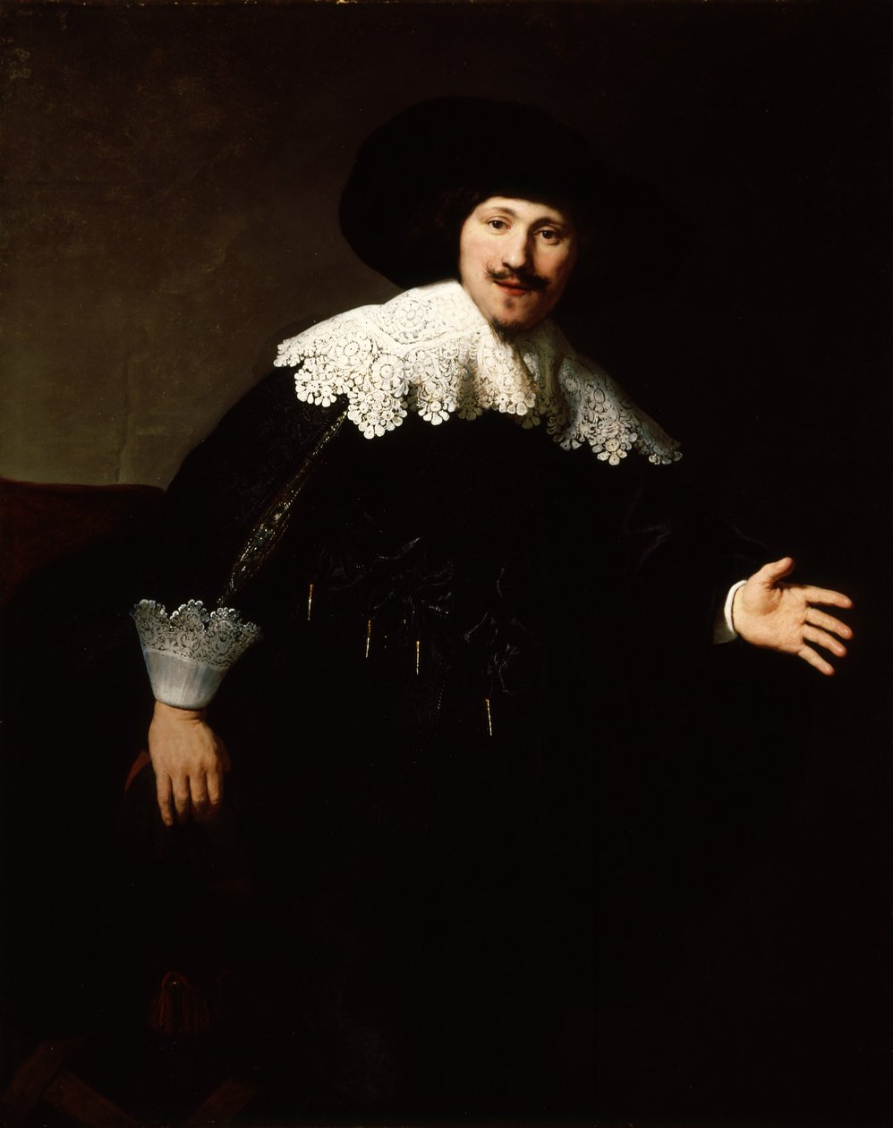 Retrato, de, um, homem, levantando, de, seu, cadeira de Rembrandt van Rijn