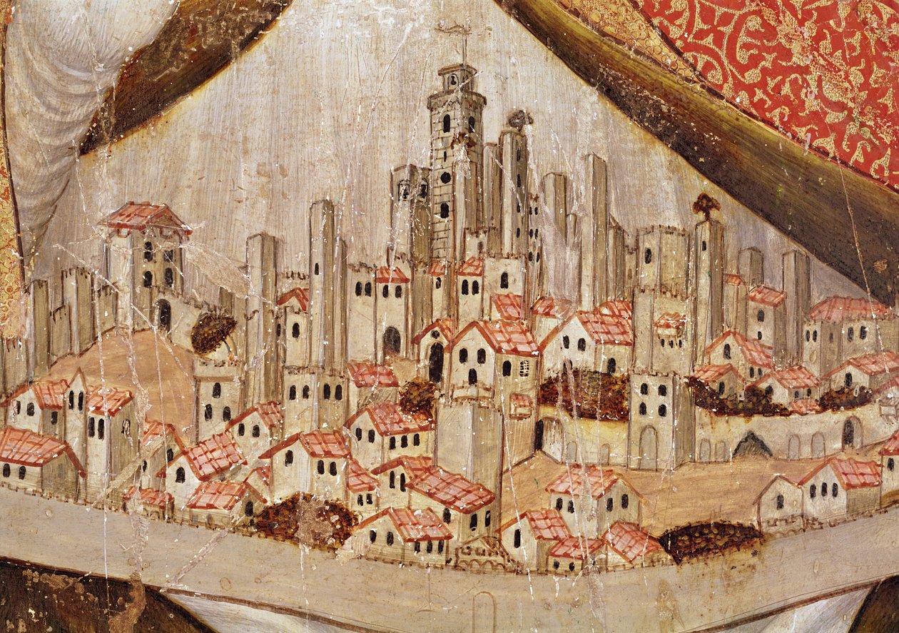 Detalhe de San Gimignano, c.1391 (têmpera no painel) de Taddeo di Bartolo