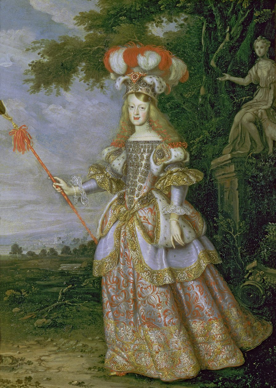 Imperatriz Margaret Theresa (1651-73), 1ª esposa do imperador Leopoldo I (1640-1705) da Áustria, vestida como um personagem de La Galatea, um favola musicado por Antonio Draghi, 1667 (óleo sobre cobre) de Thomas of Ypres