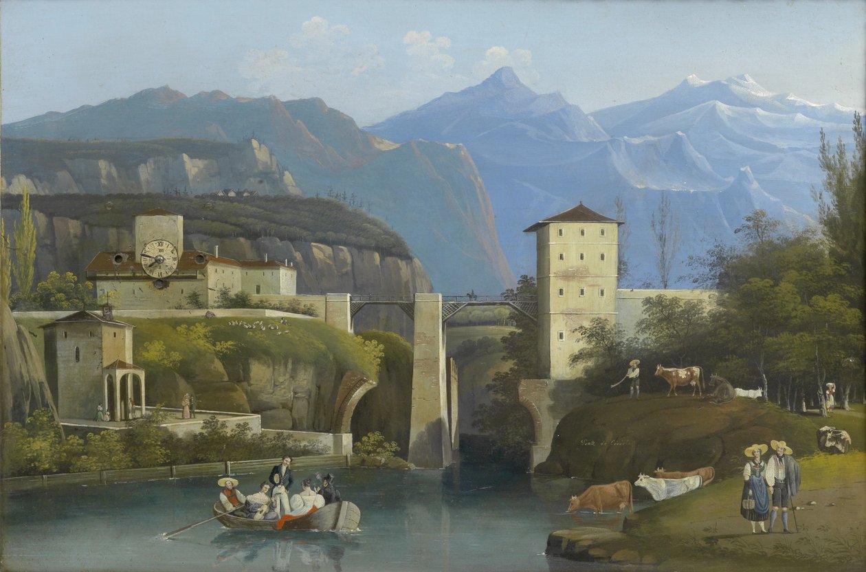 Biedermeier-Bilderuhr Ponte de Crevola de Unknown