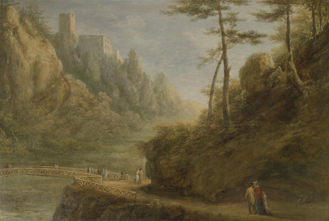 Vista de Burg Rauhenstein em Helenental de Unknown