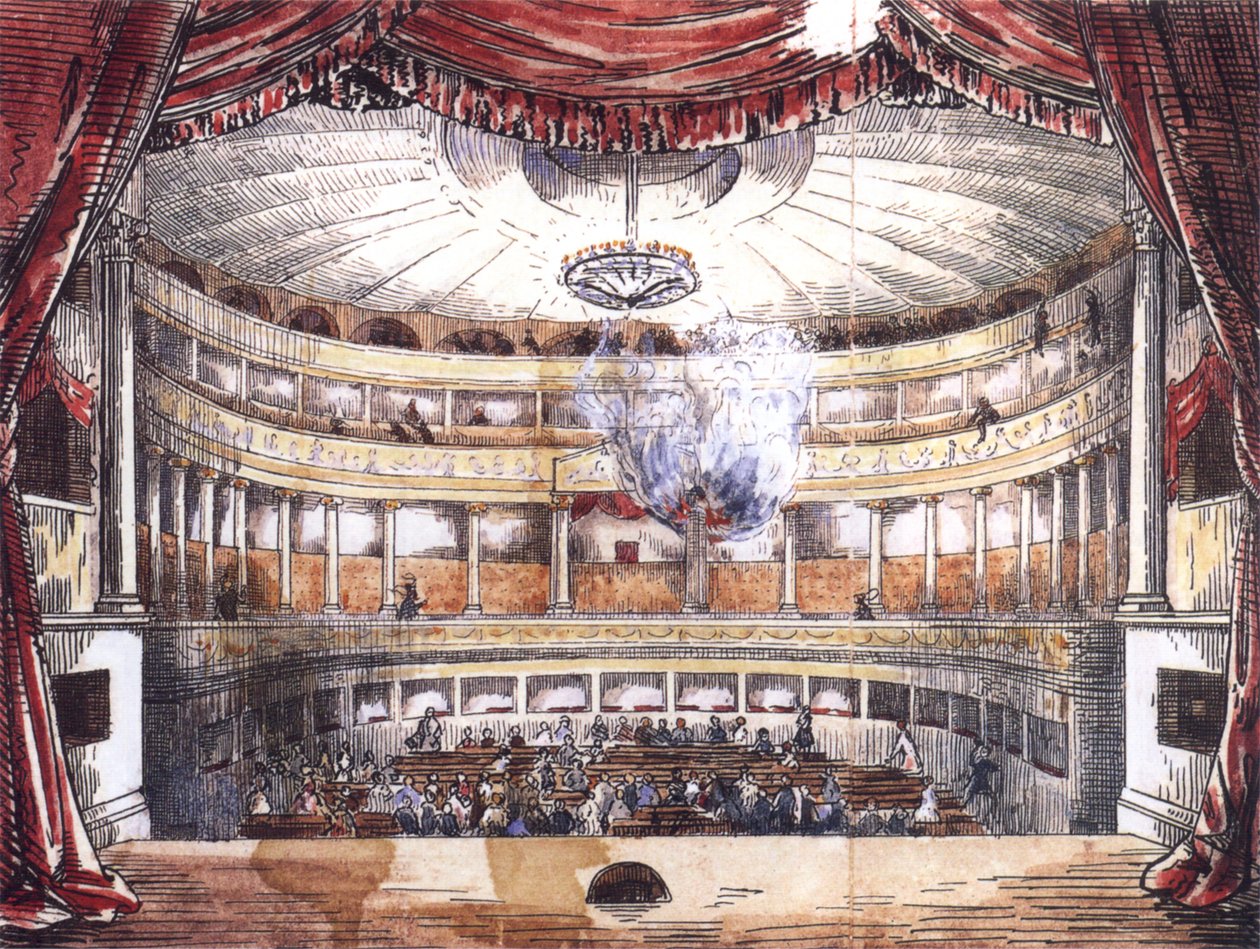 Fogo do Karlsruher Hoftheater em 28 de fevereiro de 1847 de Unknown