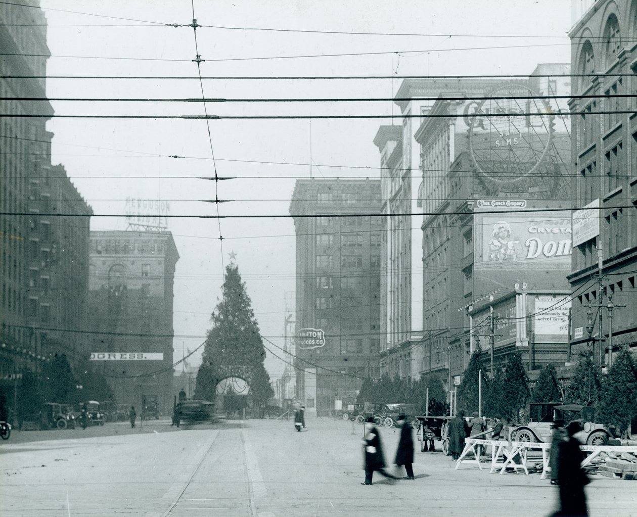 Exposição do feriado da árvore de Natal na duodécima rua entre Locust e St Charles Streets. de Unknown