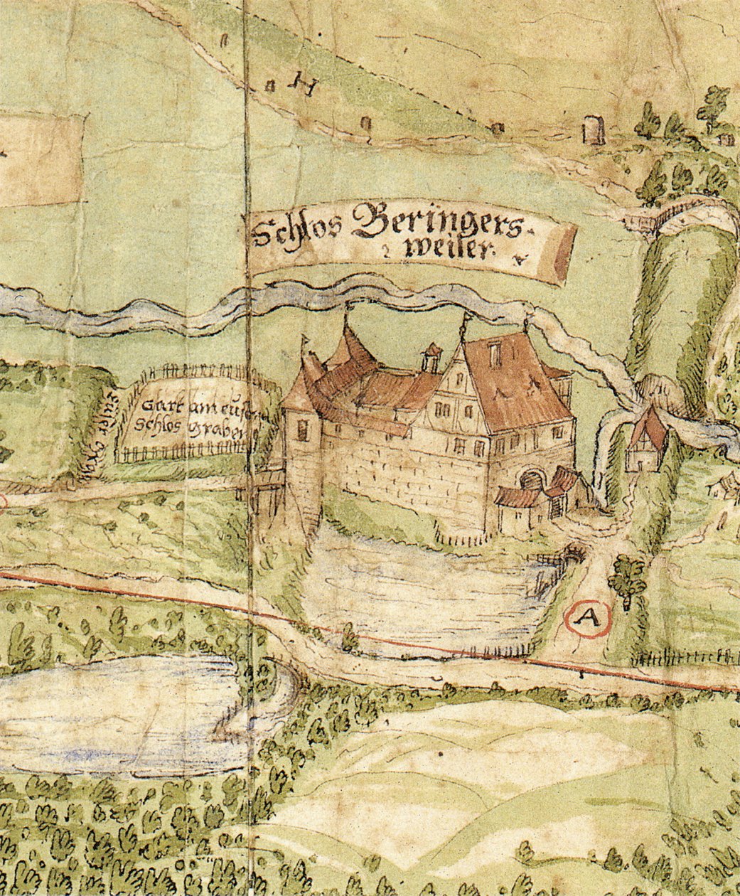 Enquanto isso, o desaparecido castelo Böhringsweiler em Wüstenrot (hoje no distrito do município de Großerlach) no século 16 de Unknown