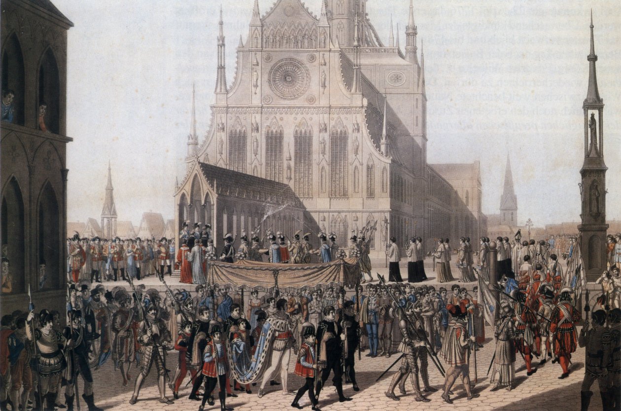 Design de cena de Heinrich Anton Dähling para a Virgem de Orleans de Schiller de Unknown