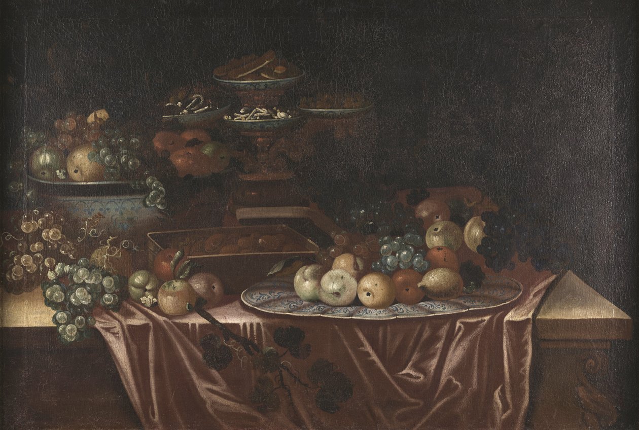 Mesa com frutas e doces de Unknown
