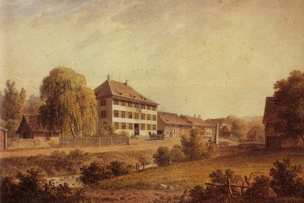 Pintura em Aquarela ſhewing the Eagle Inn em Baſſersdorf de Unknown