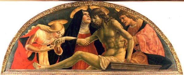 Pieta, O Cristo Morto, c.1491 (tempera no painel) de Lorenzo da  Sanseverino